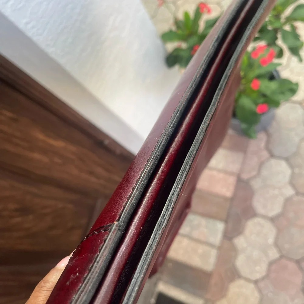 GOLD PFEIL Burgundy Leather Briefcase-Preowned